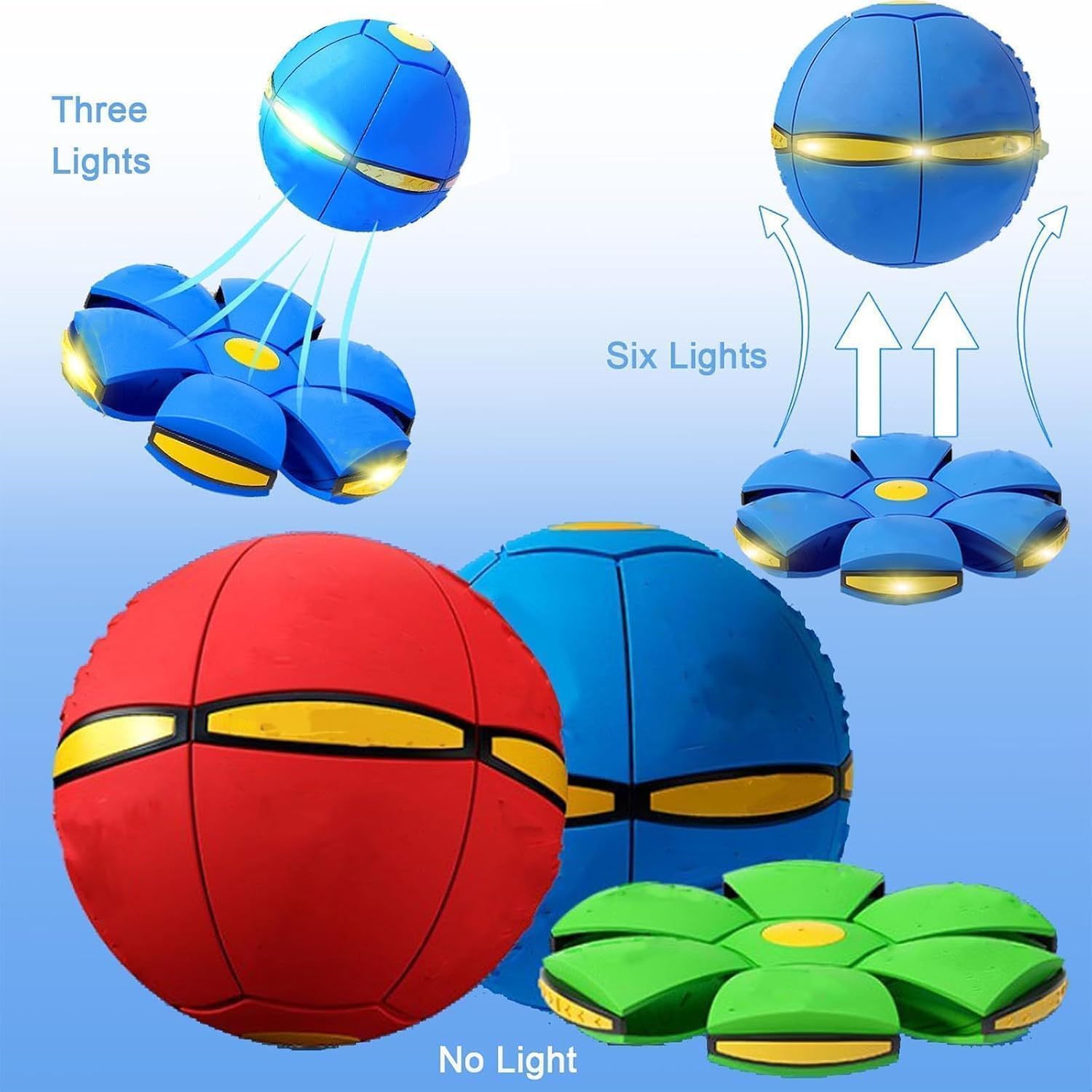 ZSJGGBOY Magic Ball, Magic Bouncing Ball with 6 Light, Dual Form Freely Switchable, Parent-Child Interaction Suitable for Indoor & Outdoor Use (Blue)