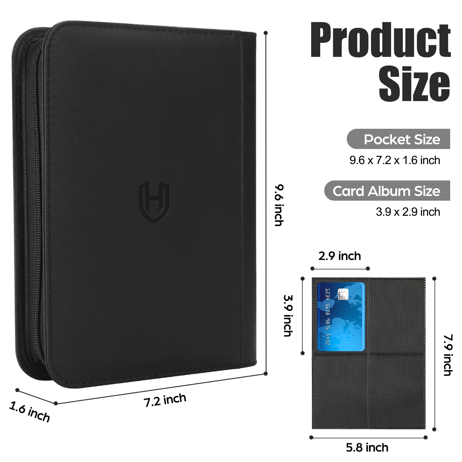 Card Binder 4 Pocket with Zipper, 288 Pockets Trading Card Holder Book, Premium PU Cover Zip Folder Binder, Side Loading Carrying Case Binder Album