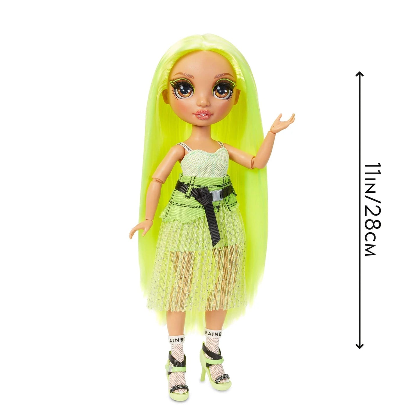 Rainbow High Karma Nichols - Neon Green Fashion Doll with 2 Doll Outfits to Mix & Match and Doll Accessories, for Kids 6-12 Years Old