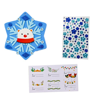 24 Sets DIY Christmas Winter Foam Wreath Crafts Kits Decorations Self Adhesive Xmas Snowflakes Sticker Santa Holly Leaf for Kids Party Favors Fun