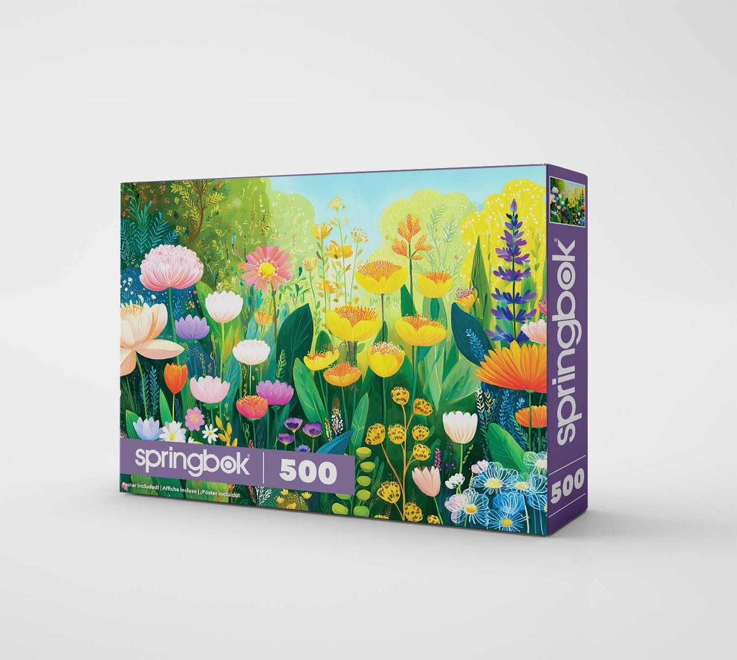 Springbok Watercolor Flowers 500 Piece Jigsaw Puzzle for Adults & Family - Vibrant Floral Garden Artwork - Poster Included - Unique Cut Pieces - Made