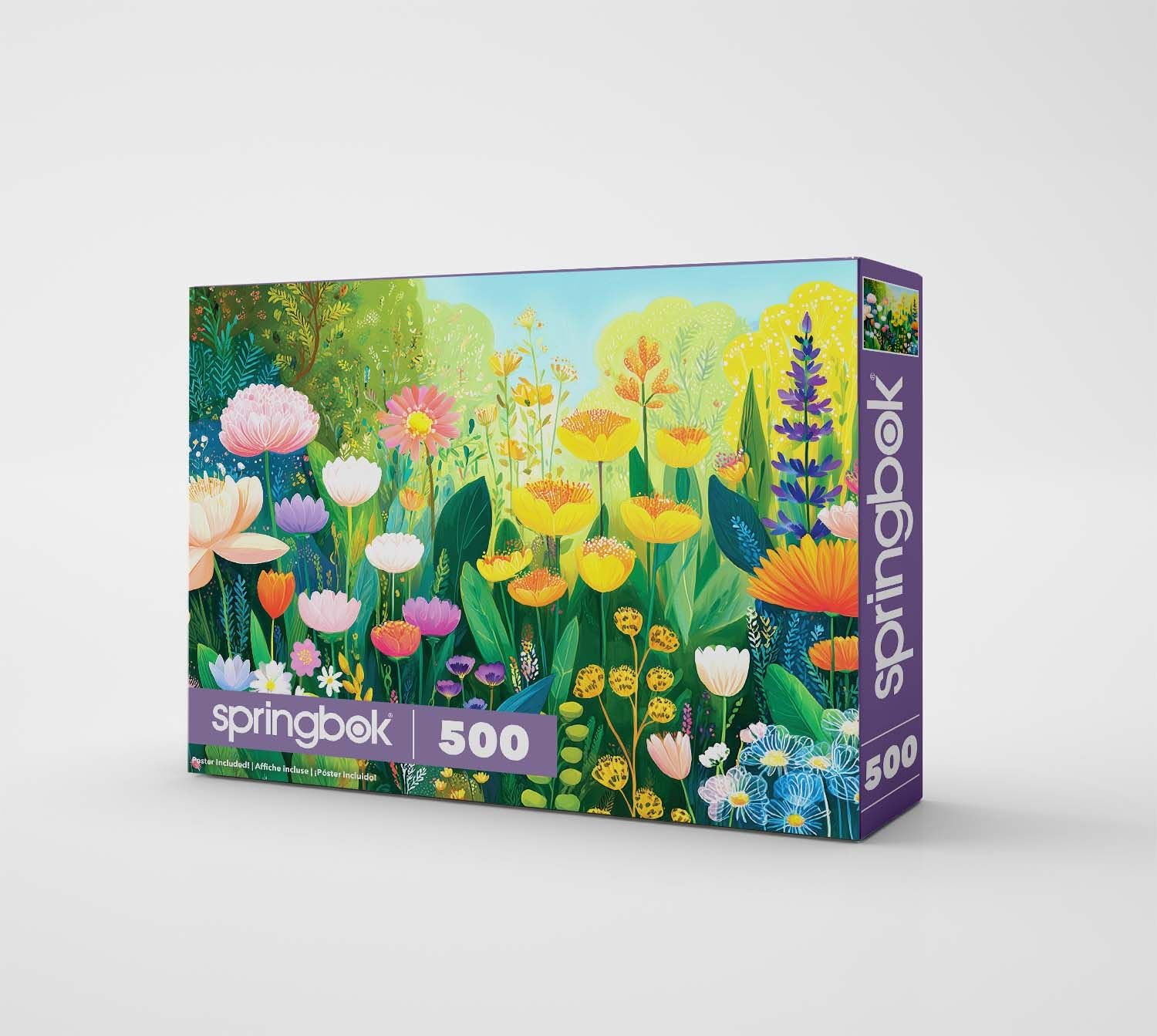 Springbok Watercolor Flowers 500 Piece Jigsaw Puzzle for Adults & Family - Vibrant Floral Garden Artwork - Poster Included - Unique Cut Pieces - Made