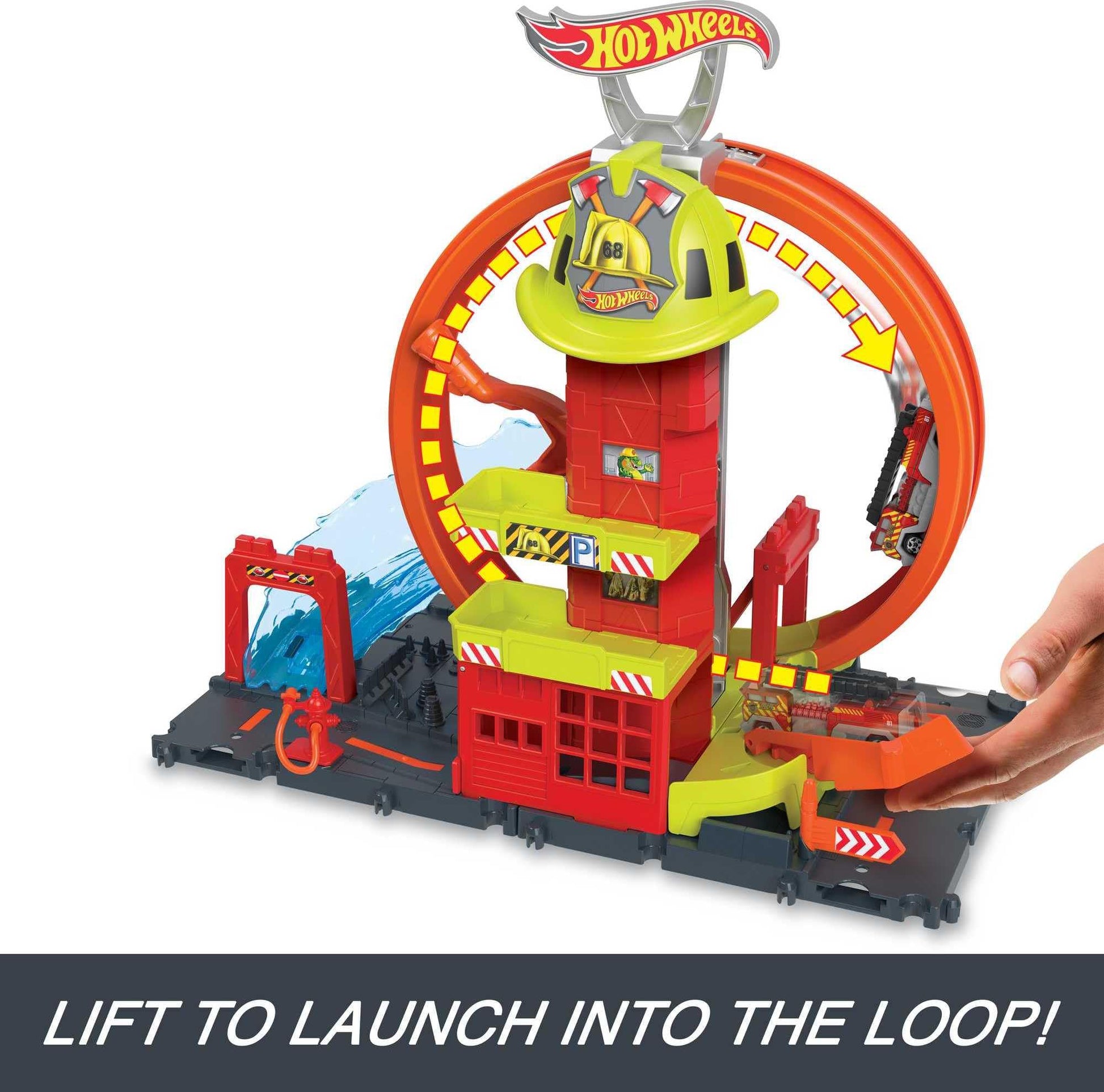 Hot Wheels City Super Loop Fire Station Playset & 1 Toy Car