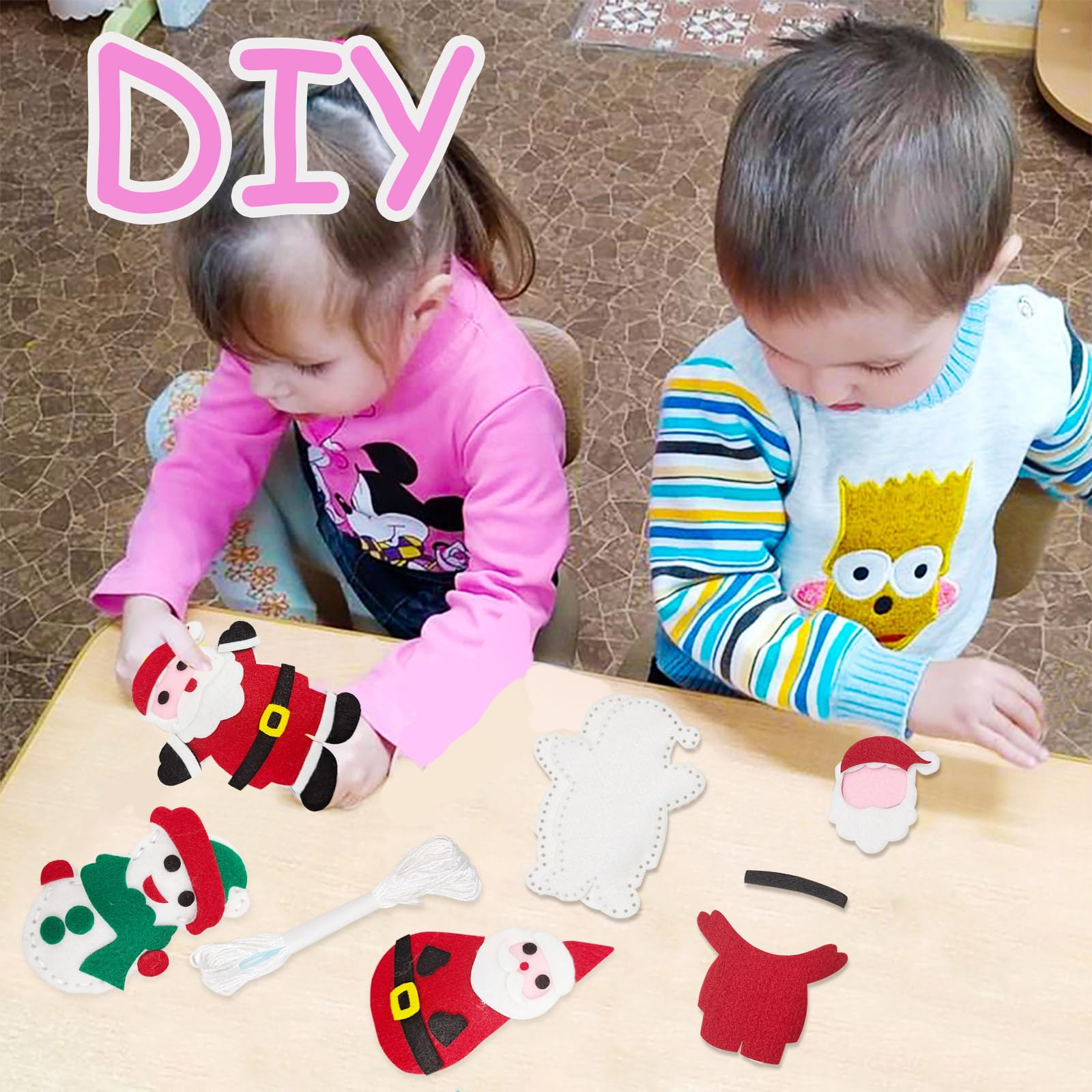 Jtnohx Sewing Kit for Kids, Felt Christmas Ornaments Set, 5 Sets DIY Craft Kits - Christmas Deer, Santa Claus, Snowman, Heart, Christmas Tree Decor