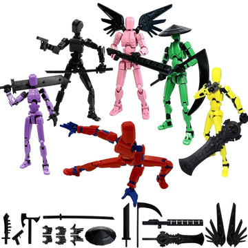 T13 Action Figure Set,6PC Multi-joint articulation, 3D printed Assembled