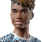 Barbie Ken Fashionistas Doll #153 with Sculpted Dreadlocks Wearing Blue Animal-Print Shirt, Purple Shorts & Boots, Toy for Kids 3 to 8 Years Old
