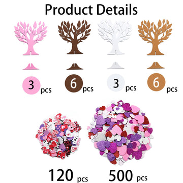 TINYFUTURE 18 Sets DIY Valentine's Day Foam Wreath Crafts Kits Decorations Self Adhesive Heart Sticker Love Heart Letter Shiny Sticker for Kids Party