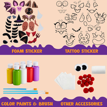 Klever Kits Halloween Craft Pumpkin Decorating Kit, Arts Activities Party Supplies, Party Favors for Kids, Halloween Painting Kit with 12 Designs, DIY