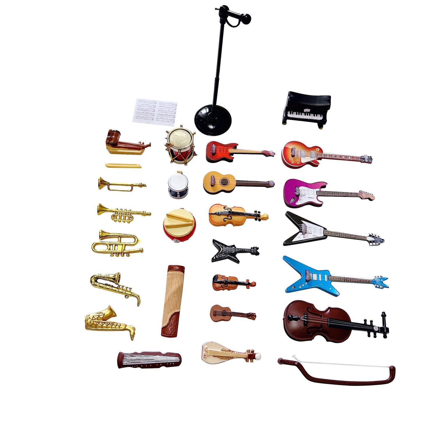 Anrher 25pcs Mini Musical Instruments Decoration Piano Violin Trumpet Guitar Saxophone Drum Dollhouse Accessory Sets