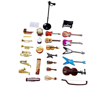 Anrher 25pcs Mini Musical Instruments Decoration Piano Violin Trumpet Guitar Saxophone Drum Dollhouse Accessory Sets