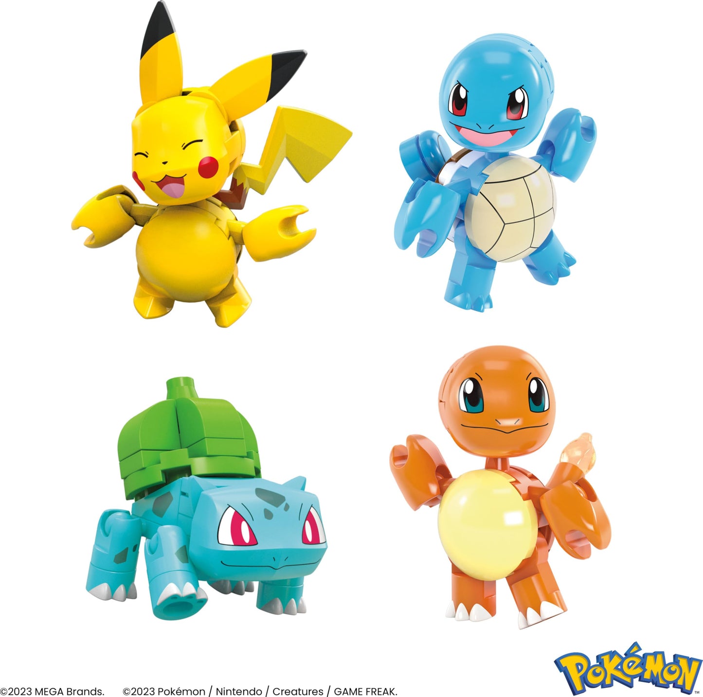 MEGA Pokémon Action Figure Building Toys, Beginner Trainer Team with 191 Pieces, 8 Characters Including Pikachu Charmander Squirtle, for Kids, HTJ75