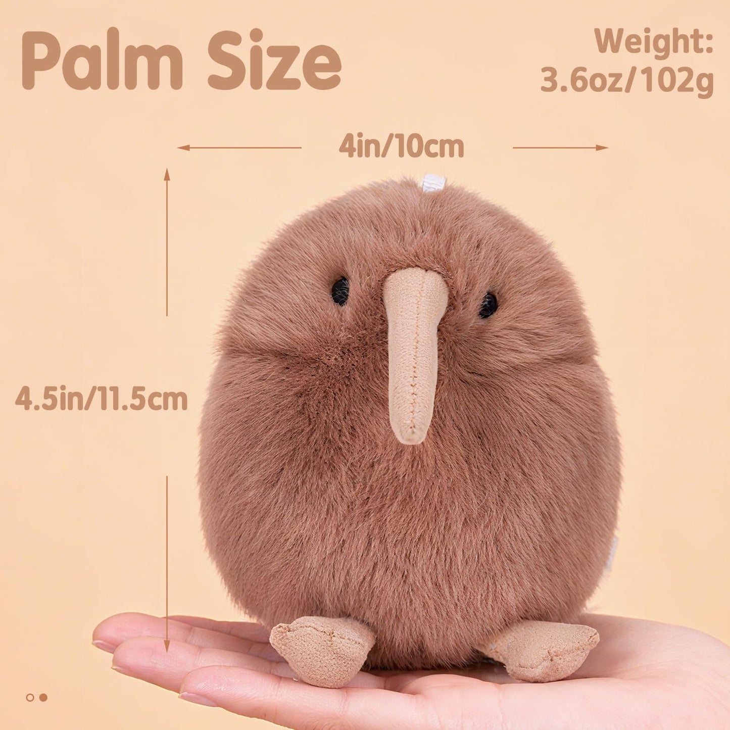 Niceup 4.5in Kiwi Bird Stuffed Animals Plush Cute Bird Plush Toys Keychain for Backpack