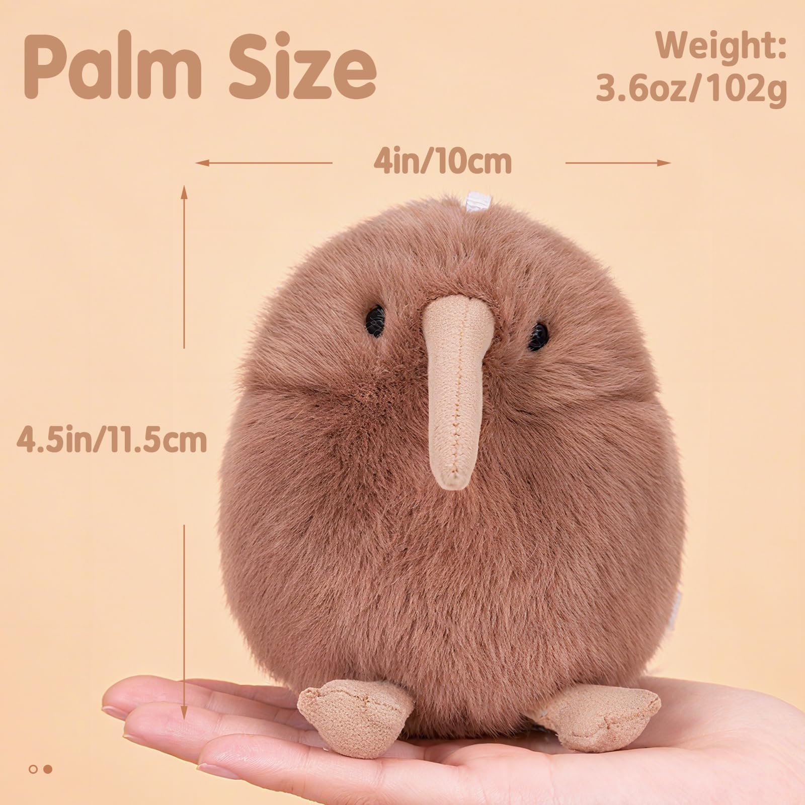 Niceup 4.5in Kiwi Bird Stuffed Animals Plush Cute Bird Plush Toys Keychain for Backpack