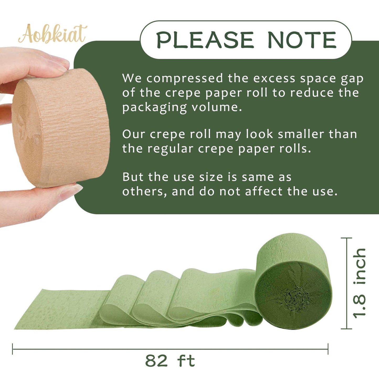 AOBKIAT Wedding Streamers Party Decorations,5 Rolls Olive Green Crepe Paper
