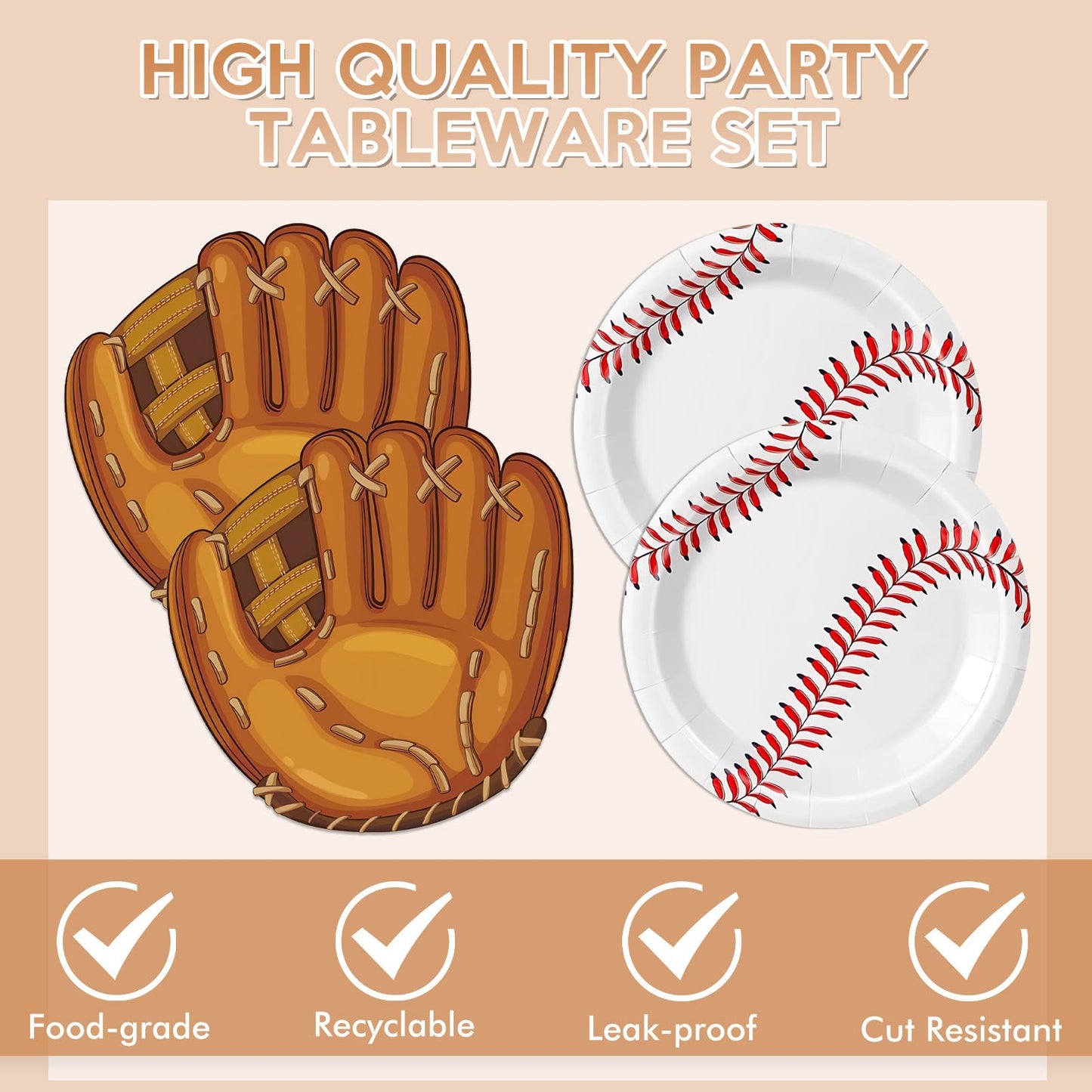 Baseball Birthday Decorations,40Pcs Baseball Themed Plates and Napkins Baseball Disposable Tableware Kit for Baseball Party Supplies,Sports Themed