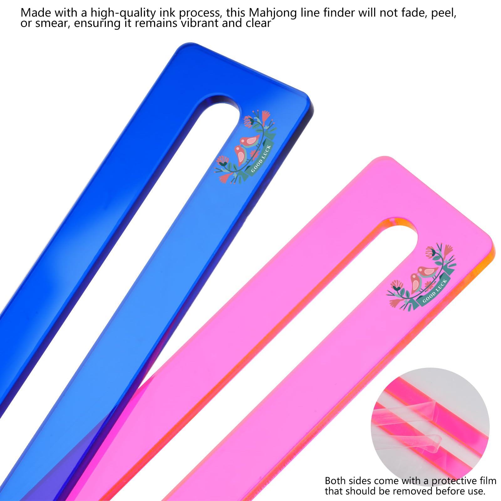 Zynoro Mahjong Line Finder,2 Pack Bright Mahjong Rules Helper,Beginner Mahjong Rules Reader,Perfect Mahjong Gift for Players(Blue)