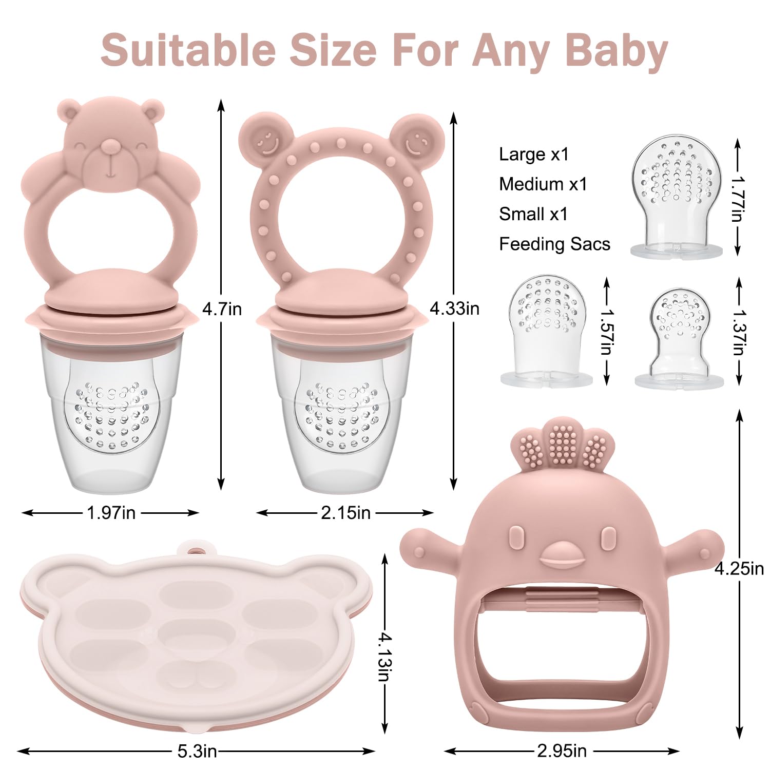 MISSLILI Baby Silicone Fruit Food Feeder Pacifier & Breastmilk Popsicle Freezer Molds,BPA Free Baby Food Storage Containers Frozen Ice Tray for Baby