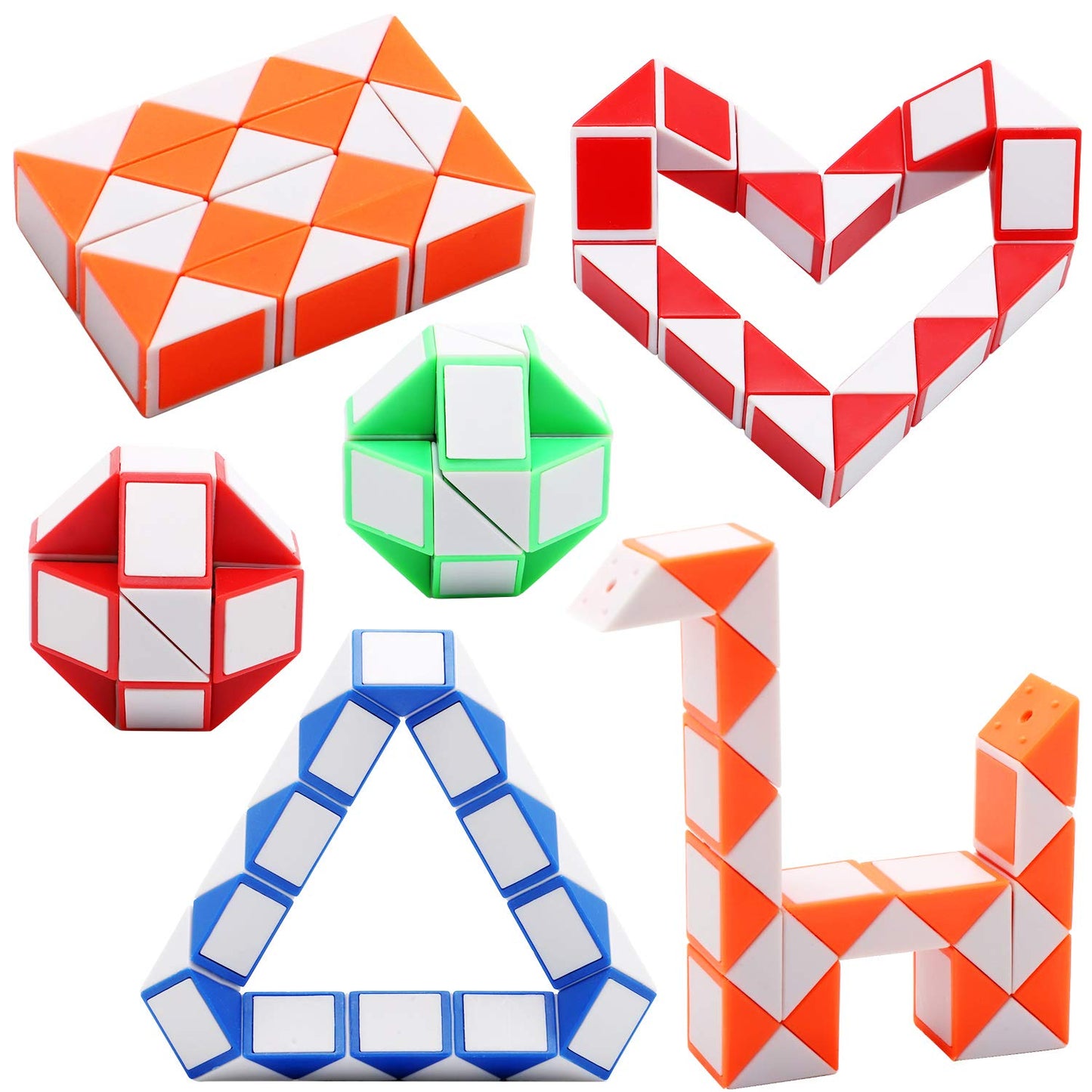 Yeetec 9 Pack 24 Blocks Magic Speed Cubes, Mini Snake Cube, Mini Plastic Puzzle Cube Toy for Kids Party Bag Fillers, Party Supplies, Random Color