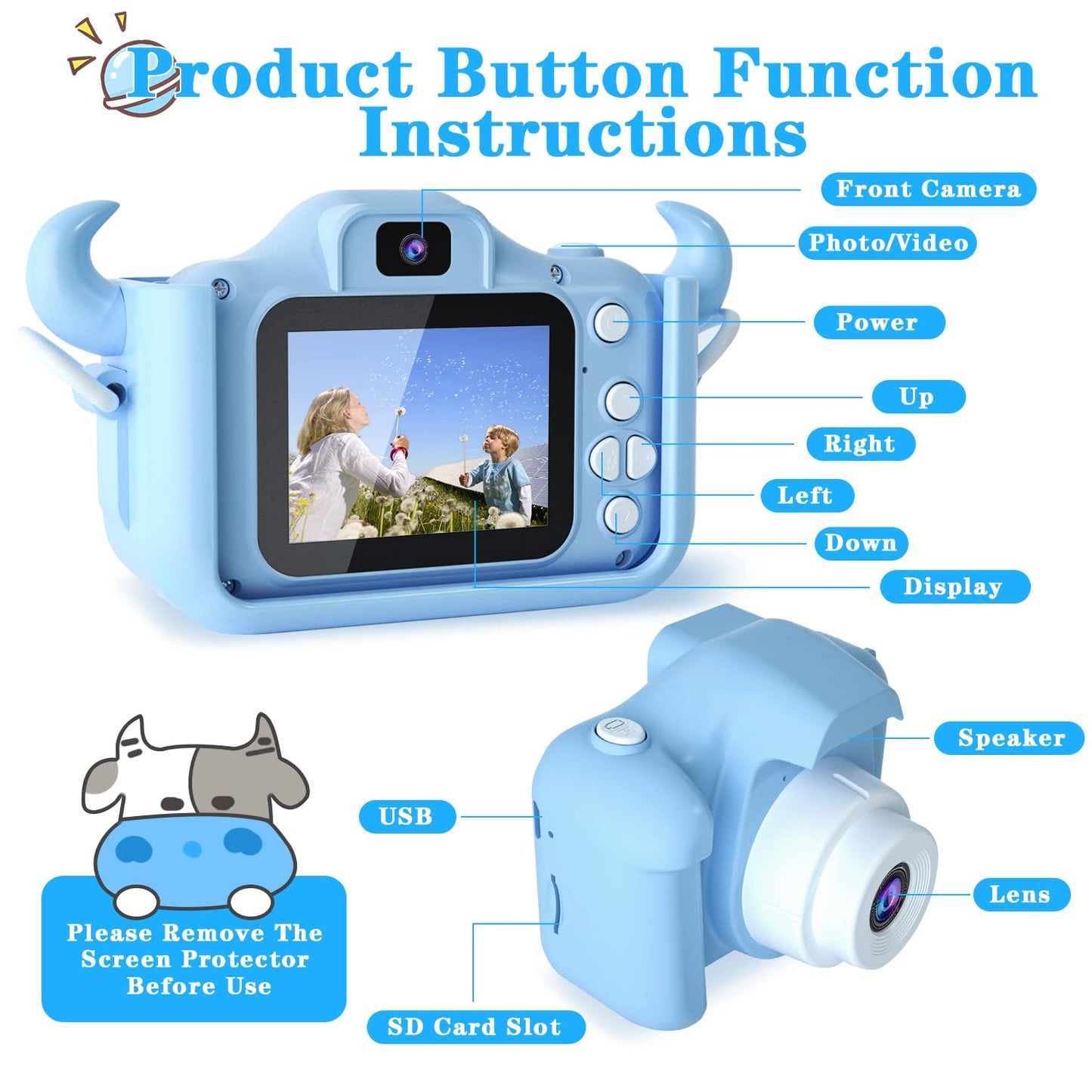CIMELR Kids Camera Toys for 3 4 5 6 7 8 9 10 11 12 Years Old Boys/Girls, Kids Digital Camera for Toddler with Video, Birthday Festival for Kids