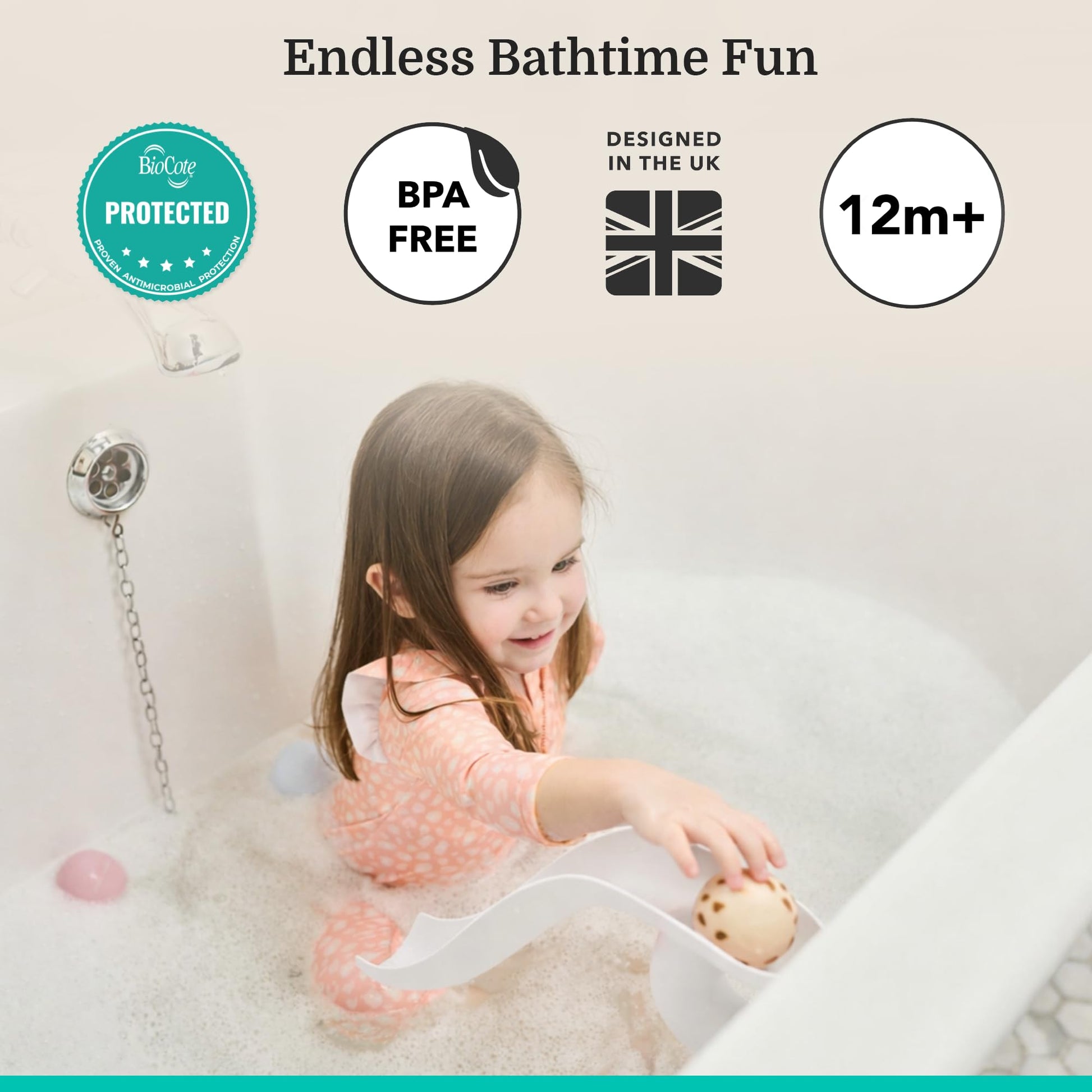 Matchstick Monkey Bath Time Slide Set - Baby Bath Toy, Sensory Learning, Easy-to-Grip Animal Rocks, Encourages Motor Skills & Water Play, BPA-Free, 12