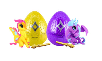 Magic Dragon Eggs 2-Pack - Golden & Purple Surprise Dragon Eggs with Magic Wand | Interactive Hatching Dragon Toys, Collectible Toy Dragons for Kids