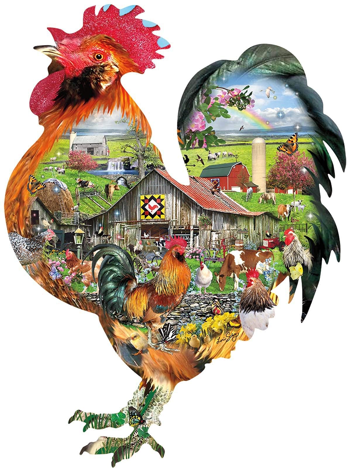 SUNSOUT INC - Rule the Roost - 1000 pc Special Shape Jigsaw Puzzle by Artist: Lori Schory - Finished Size 26.25" x 34.25" - MPN# 95880