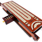 House of Cribbage - Continuous Cribbage Board/Box Inlaid in Bloodwood/Maple - 2 Track - Sliding Lid with Score Marking Fields for Skunks, Corners
