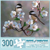 Bits and Pieces - Large 300 Piece Jigsaw Puzzle for Adults - Cherry Blossom Chickadees - Spring Birds Jigsaw Puzzle by Artist Russell Cobane
