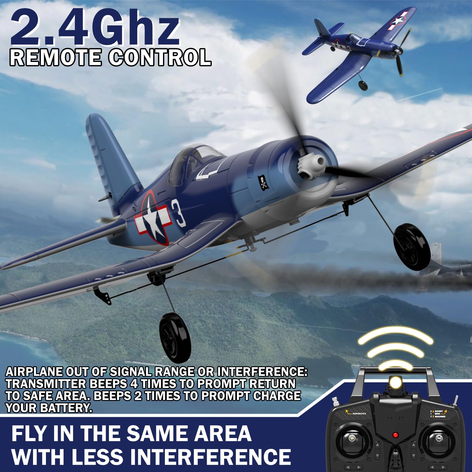 LEAMBE 4 Channel RC Plane - Ready to Fly Aerobatic Aircraft, Easy Control for Beginners, F4U Corsair RC Airplane Best Gift for Adults