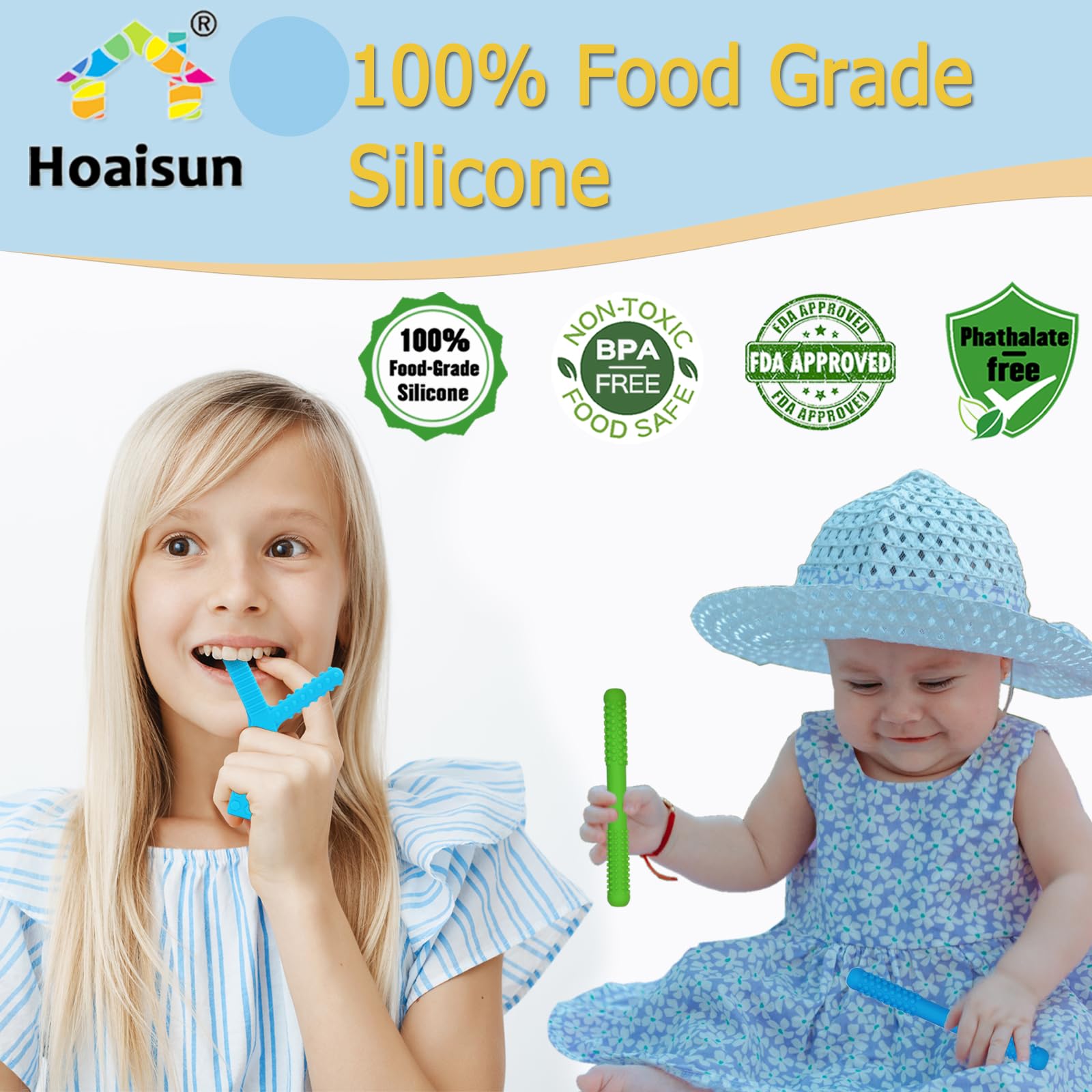 Sensory Chew Toys for Autistic Children 4 Pack, Silicone Teething Straws Toys for Autism, ADHD, SPD, Biting or Special Needs, Sensory Toys