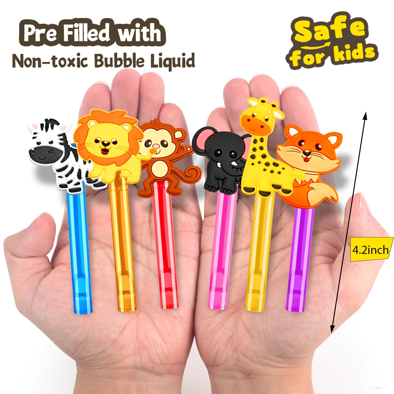 24PCS Animal Bubble Wands for Wild One Birthday Baby Shower Decorations Safari Jungle Theme Party Favors Supplies, Pinata Suffer, Goodie Bags Filler