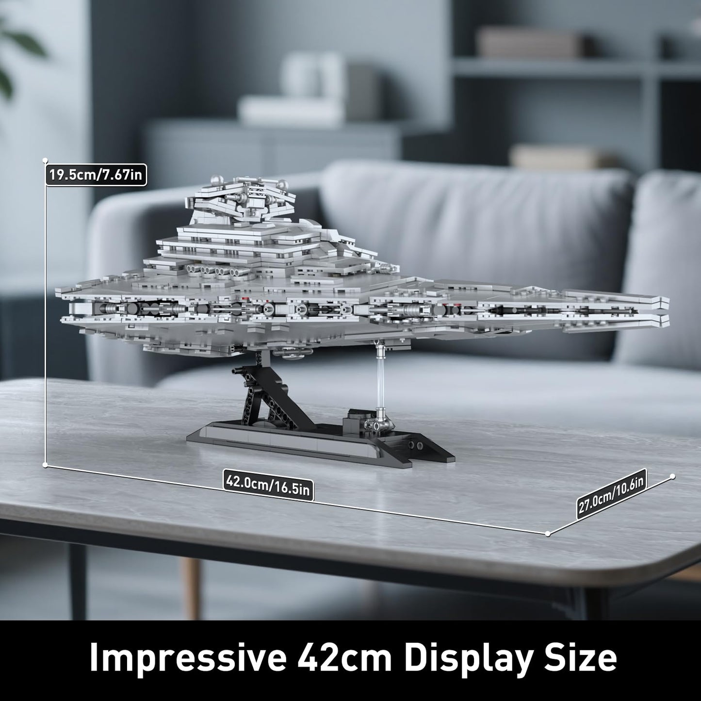 wbbw JG073 Imperial-Class Destroyer Model, 1845-Piece Spaceship Building Set, Build & Display Building Toy for Adults Collector Age 14+
