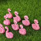 Dong Huang 10Pcs Mini Flamingo Miniature Figurines, Cute Flamingo Cake Decorations Easter Cupcake Toppers, Fairy Garden Miniature Moss Landscape DIY