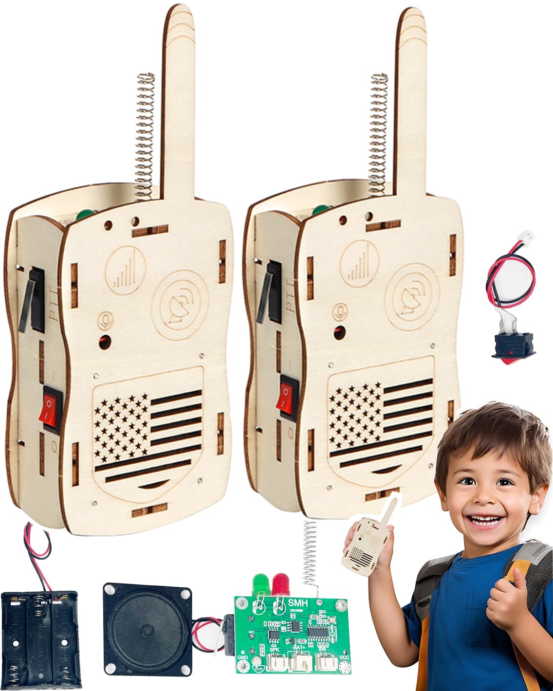 STEM Toys Science Kids Walkie Talkies for 6 7 8 9 10 11 12 13 14+ Years Old Boys Girl Teens Gift Ideas DIY Birthday Gifts Building Crafts Kit
