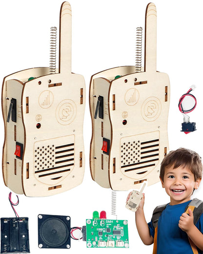 STEM Toys Science Kids Walkie Talkies for 6 7 8 9 10 11 12 13 14+ Years Old Boys Girl Teens Gift Ideas DIY Birthday Gifts Building Crafts Kit