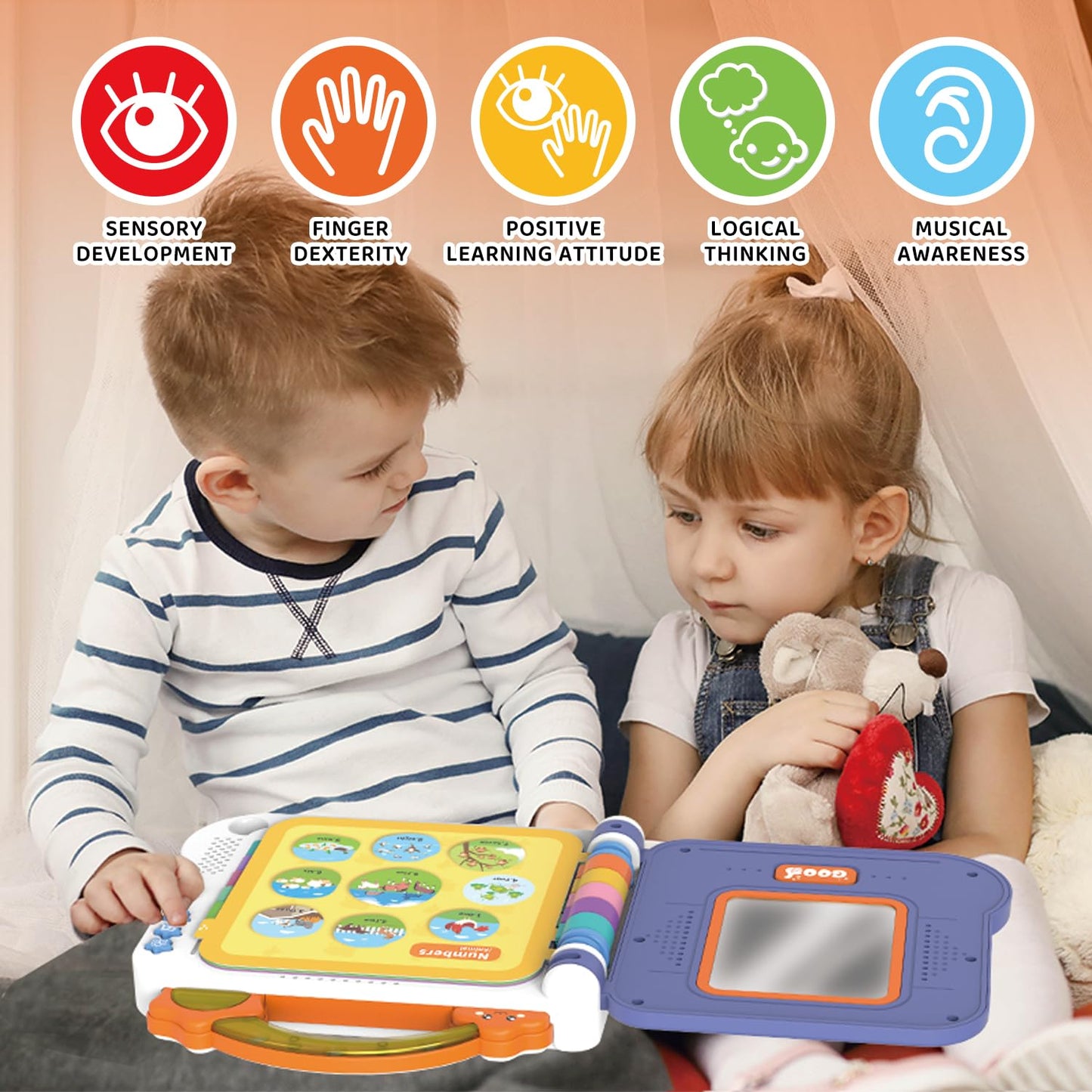 Interactive Toddler Books with Touch Control Sound Pages | Learning Modes & Melodies | Musical Books for Kids | Educational Toys for Boys & Girls |
