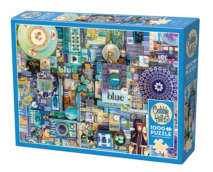 Cobble Hill 1000 Piece Puzzle - Rainbow Collection: Blue - Sample Poster Included