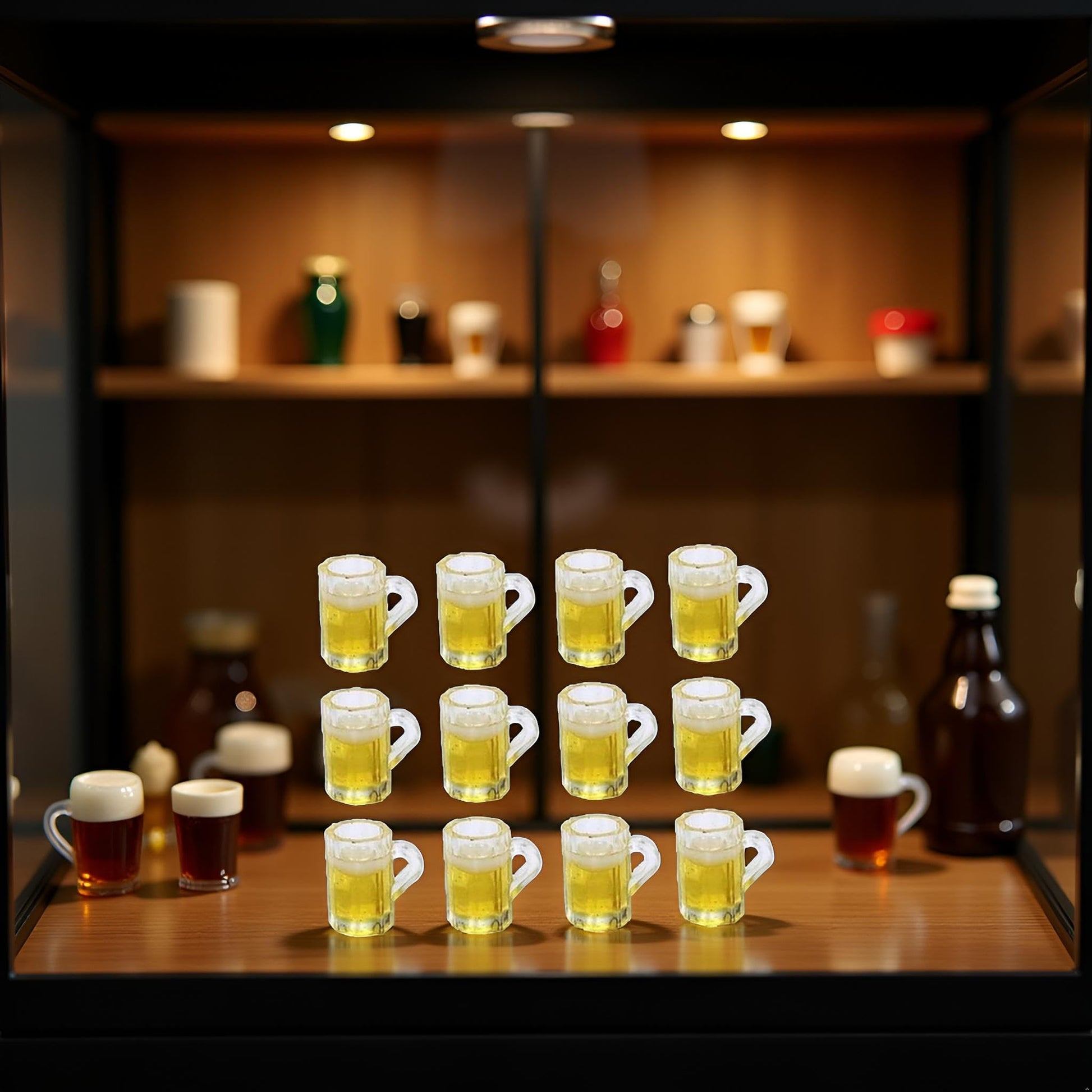 12Pcs Beer Cup, Miniature Cups, Dollhouse Mug Model for Miniature Dollhouse Accessories with Realistic Looking Beer Practical Processed Party