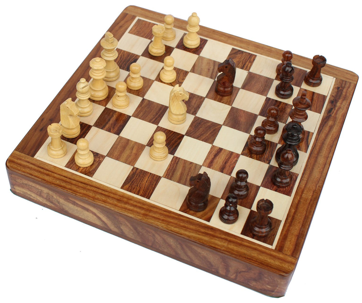Limited Stock - Chess Set 12x12 Magnetic Chess Set Standard Board Game with Chessmen Storage Drawer Handmade in Fine Wood - Non-Folding