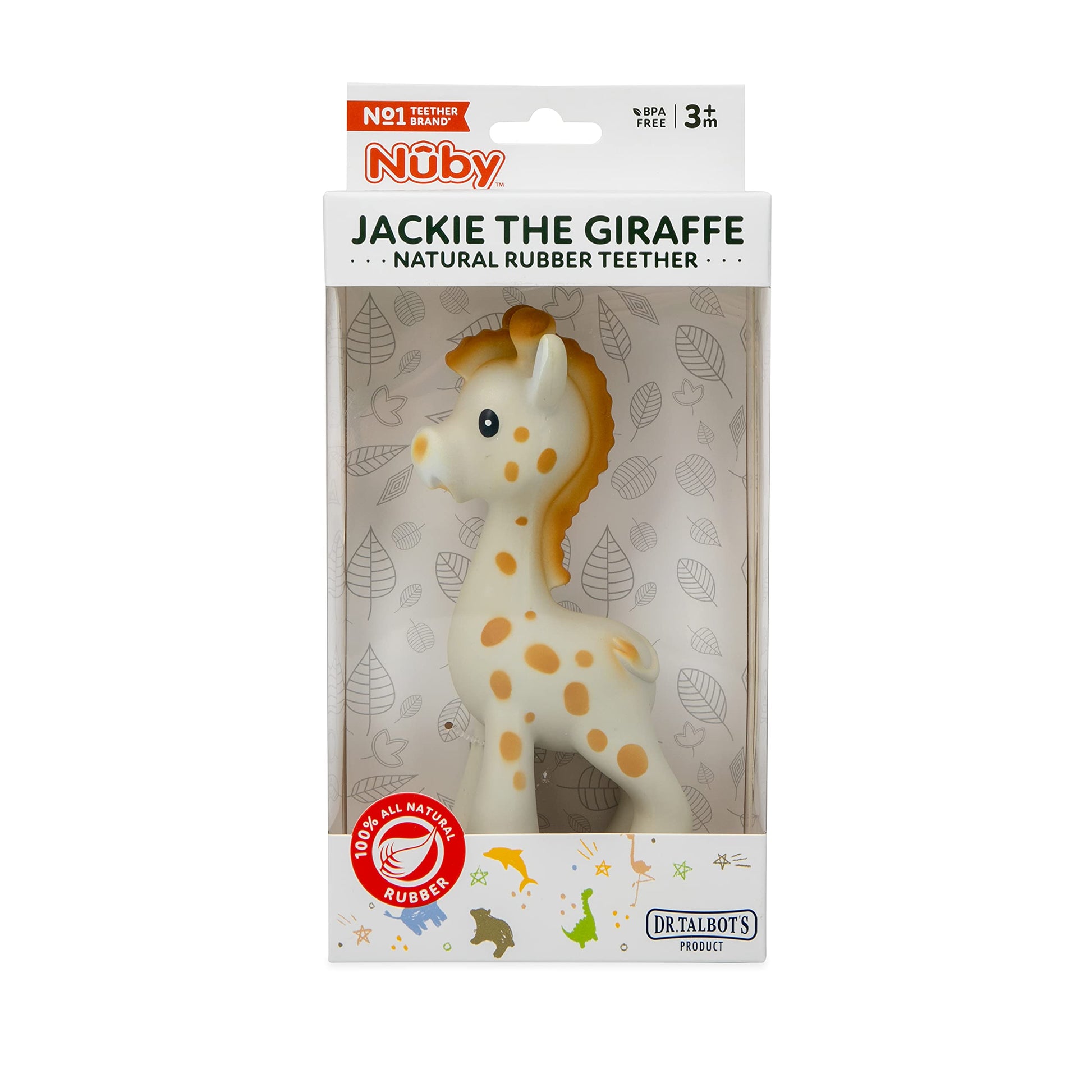 Nuby Jackie The Giraffe Natural Rubber Teether - 3+ Months - Baby Teething Toy
