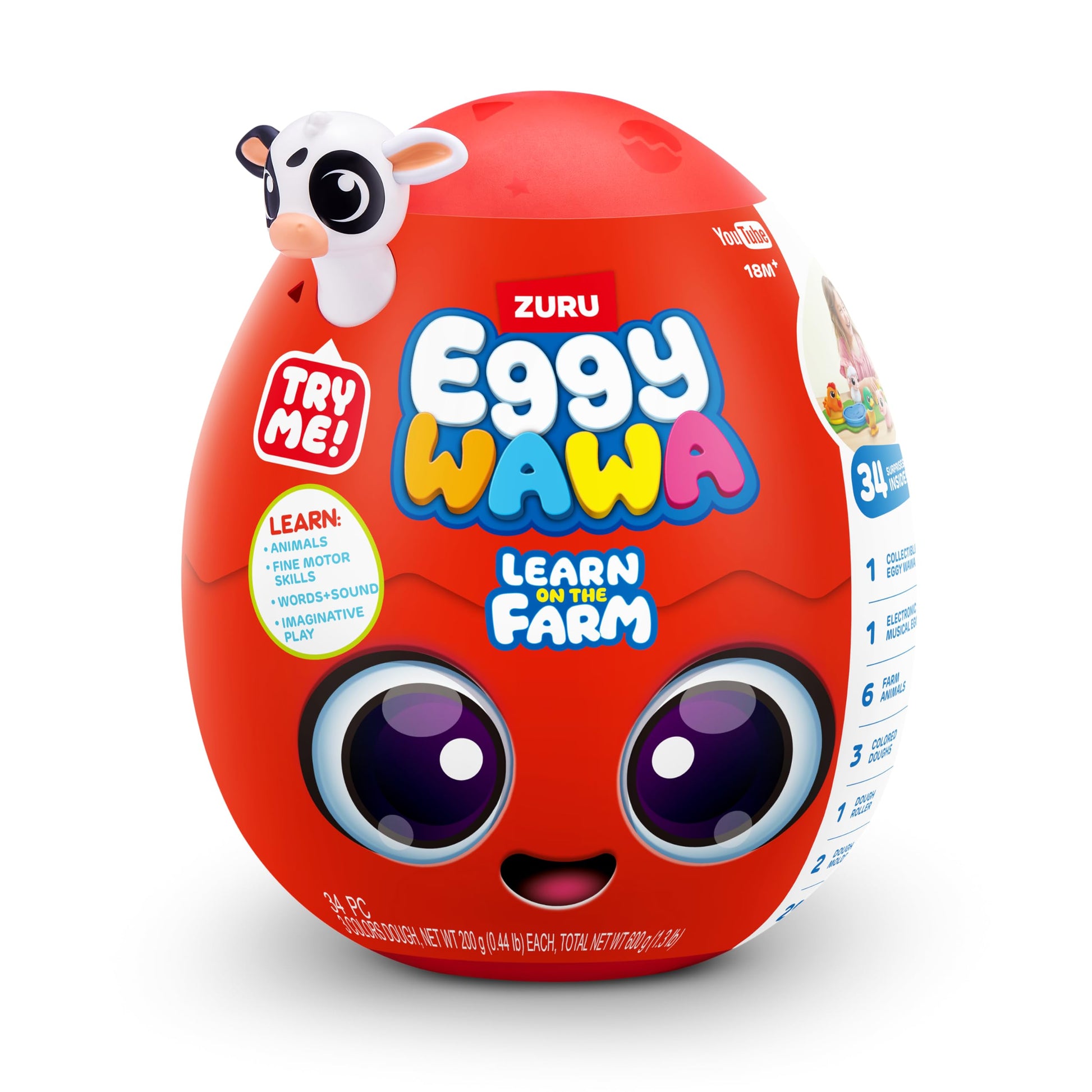 Eggy Wawa Learn on The Farm by ZURU, Pre-K Interactive Baby and Toddler Learning Toy with Music, Education, Motor Function