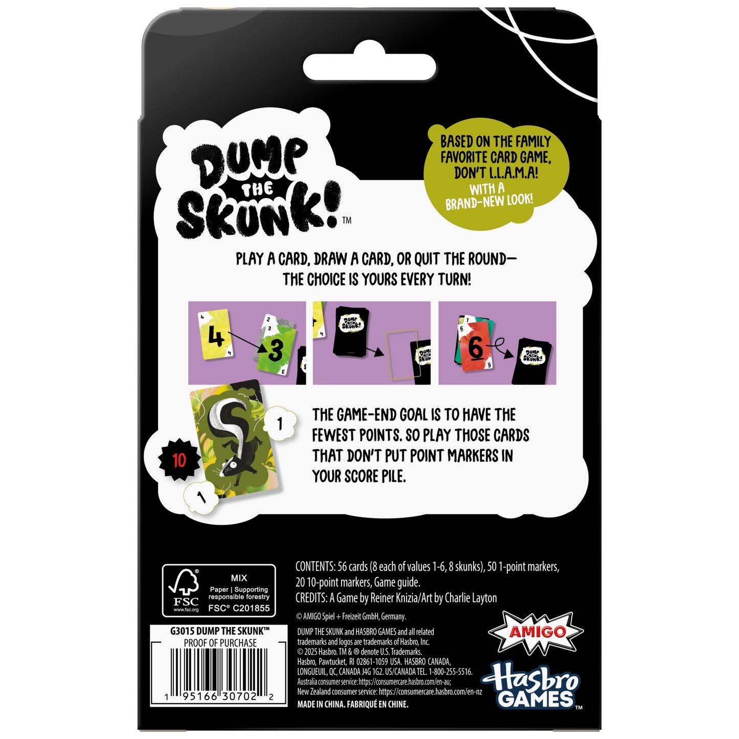 Dump The Skunk! Game | Family Card Game by Reiner Knizia | Ages 7 and Up | 2-6 Players | 20 Mins. | Easy to Learn Games for Kids, Teens, and Adults