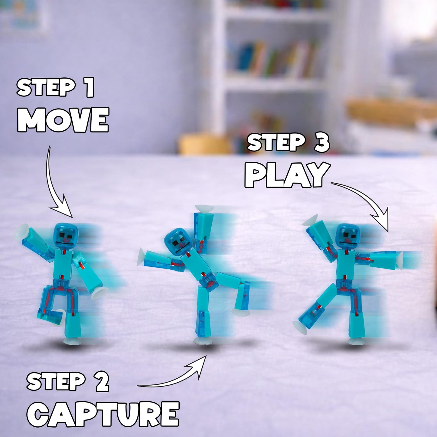 StikBot 6-Pack 2-Tone Series: Collectible Half-Clear & Half-Solid Action Figures - Poseable Stop-Motion Animation Toys with Dual-Sided Faces