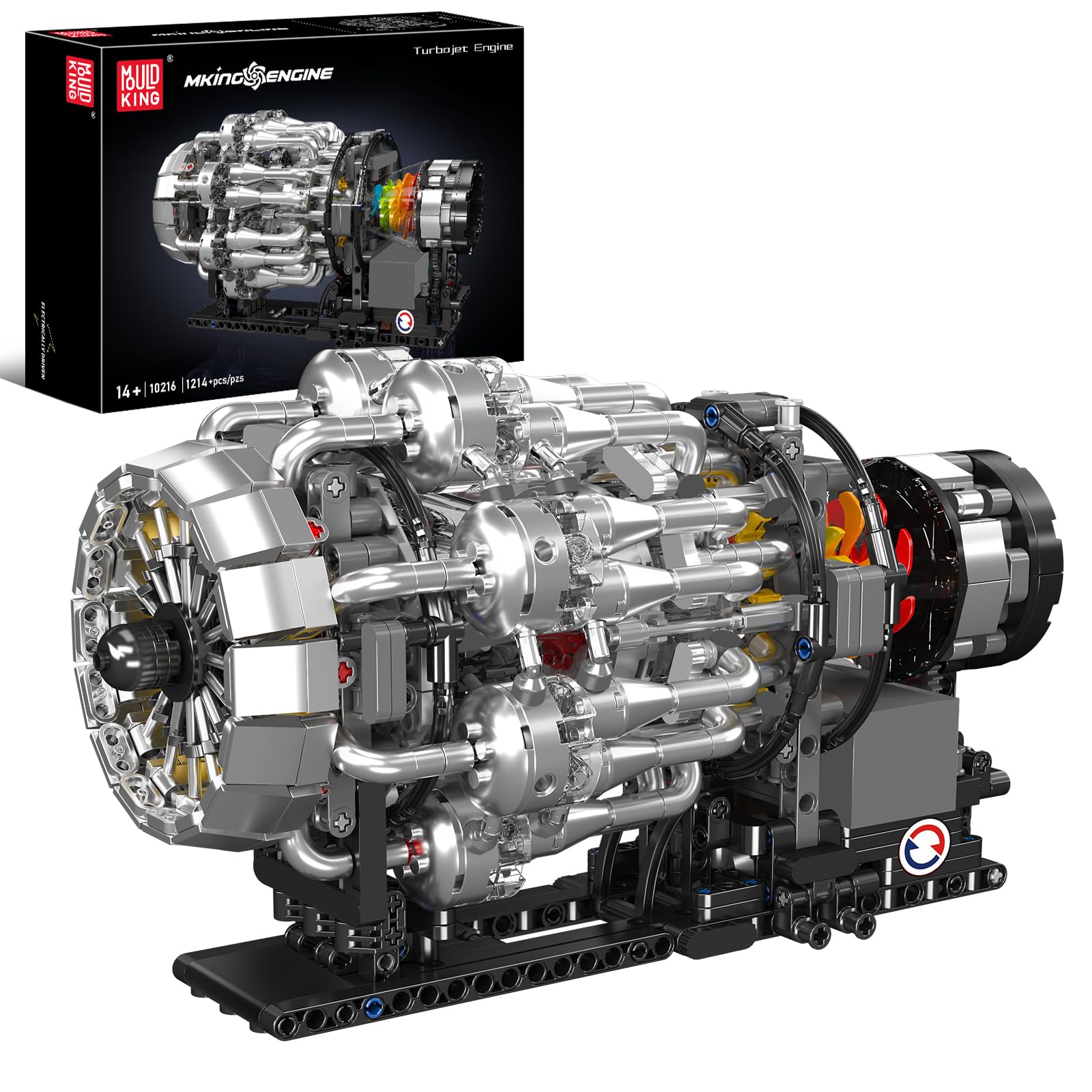 Mould King 10216 Turbojet Engine Building Sets, Mechanical Aviation Aircraft Engine Model Kit That Runs, Build Your Own STEM Model Engine, Gift
