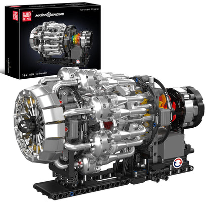 Mould King 10216 Turbojet Engine Building Sets, Mechanical Aviation Aircraft Engine Model Kit That Runs, Build Your Own STEM Model Engine, Gift