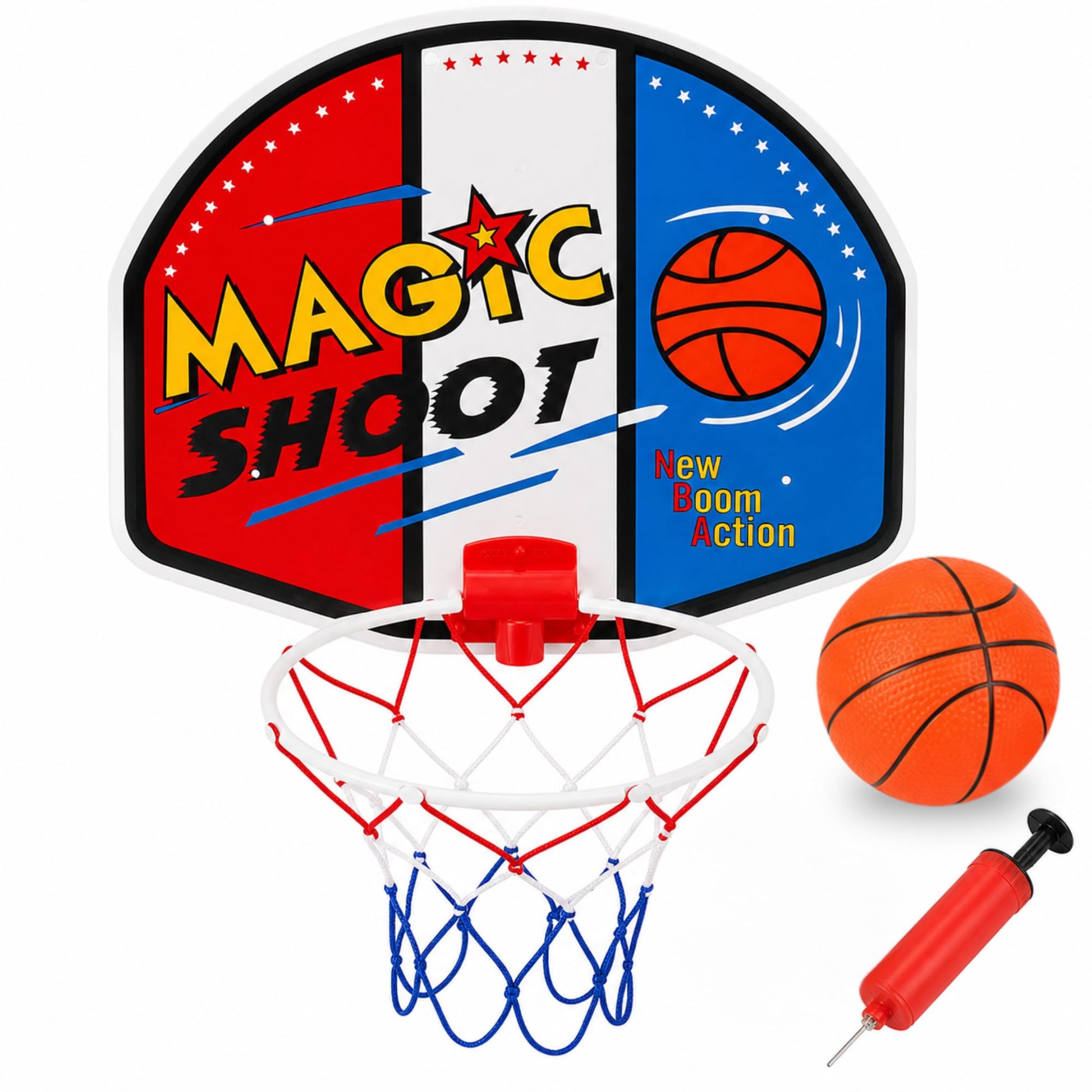 Indoor Mini Basketball Hoop Set, 16 x 13 in Backboard, Ball and Manual Pump