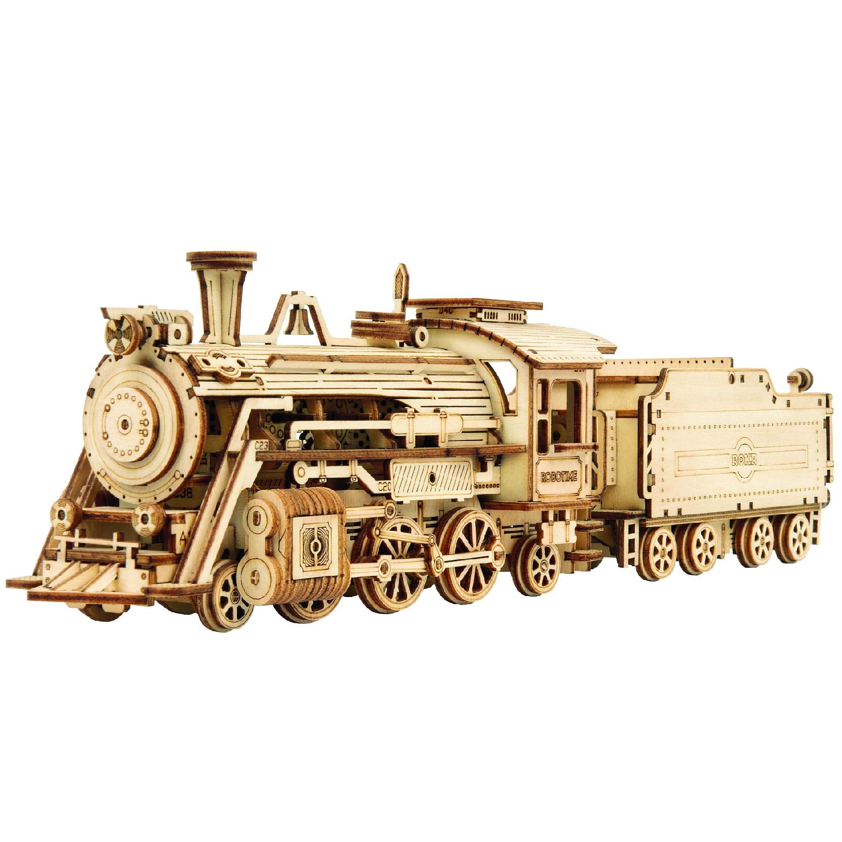 Hands Craft DIY 3D Wooden Puzzle - Prime Steam Express Train Laser Cut Assembly 1:80 Scale Model Building Kit Brain Teaser Educational STEM Toy Adults