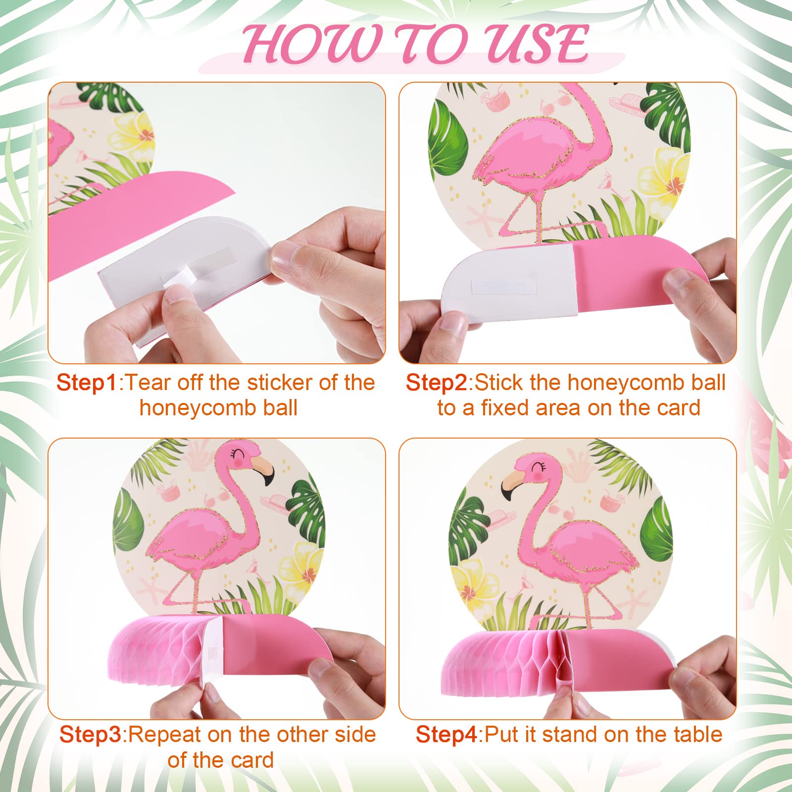 LINGXIU 9 Pieces Flamingo Themed Party Decoration Supplies Summer Hawaiian Tropical Aloha Honeycomb Centerpieces Table Toppers Decorations for Girl
