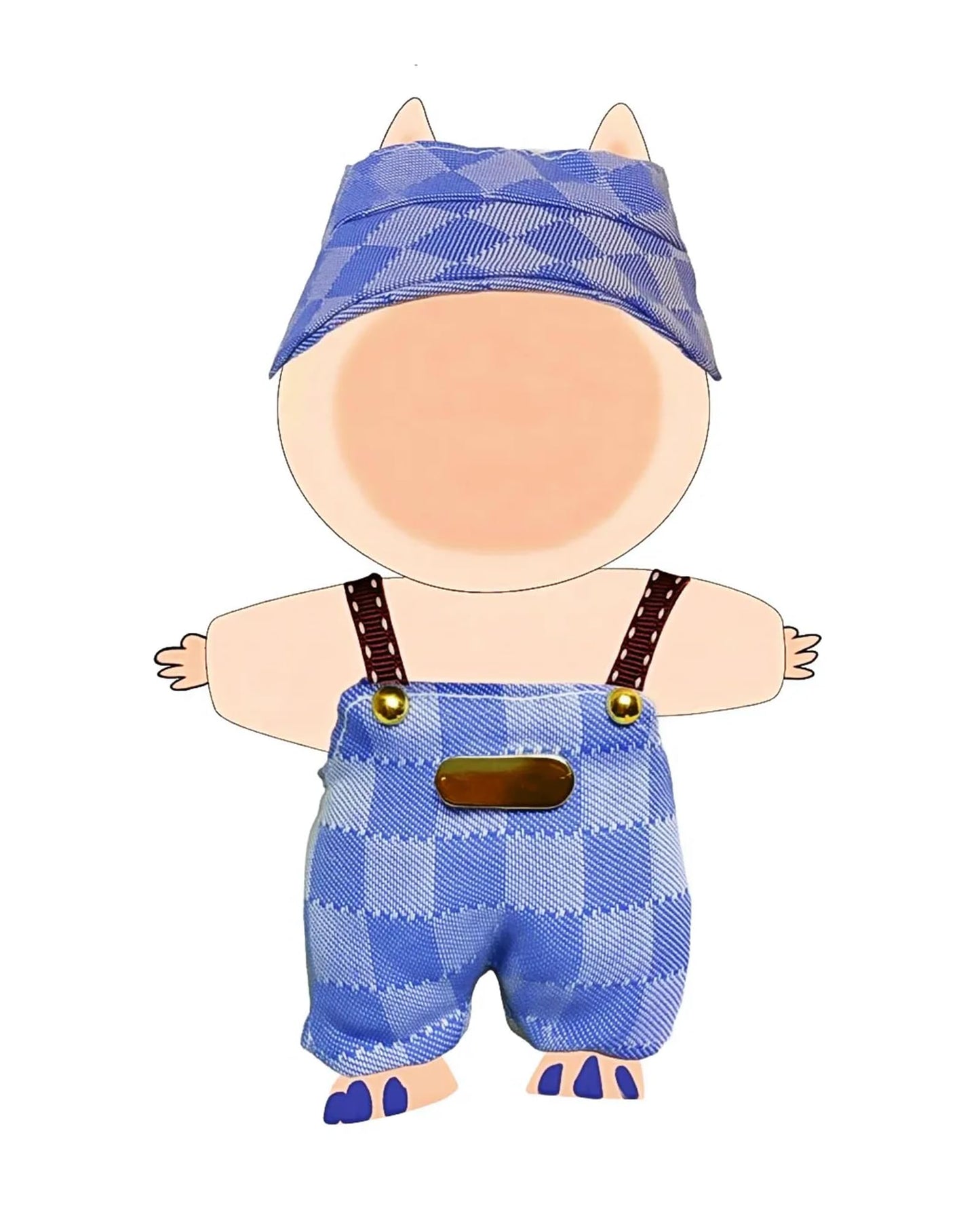 Clothes Set for 17cm Doll (NO Doll) Stylish Outfit Accessories Suit Hat & Overalls Set Blue Denim Suit