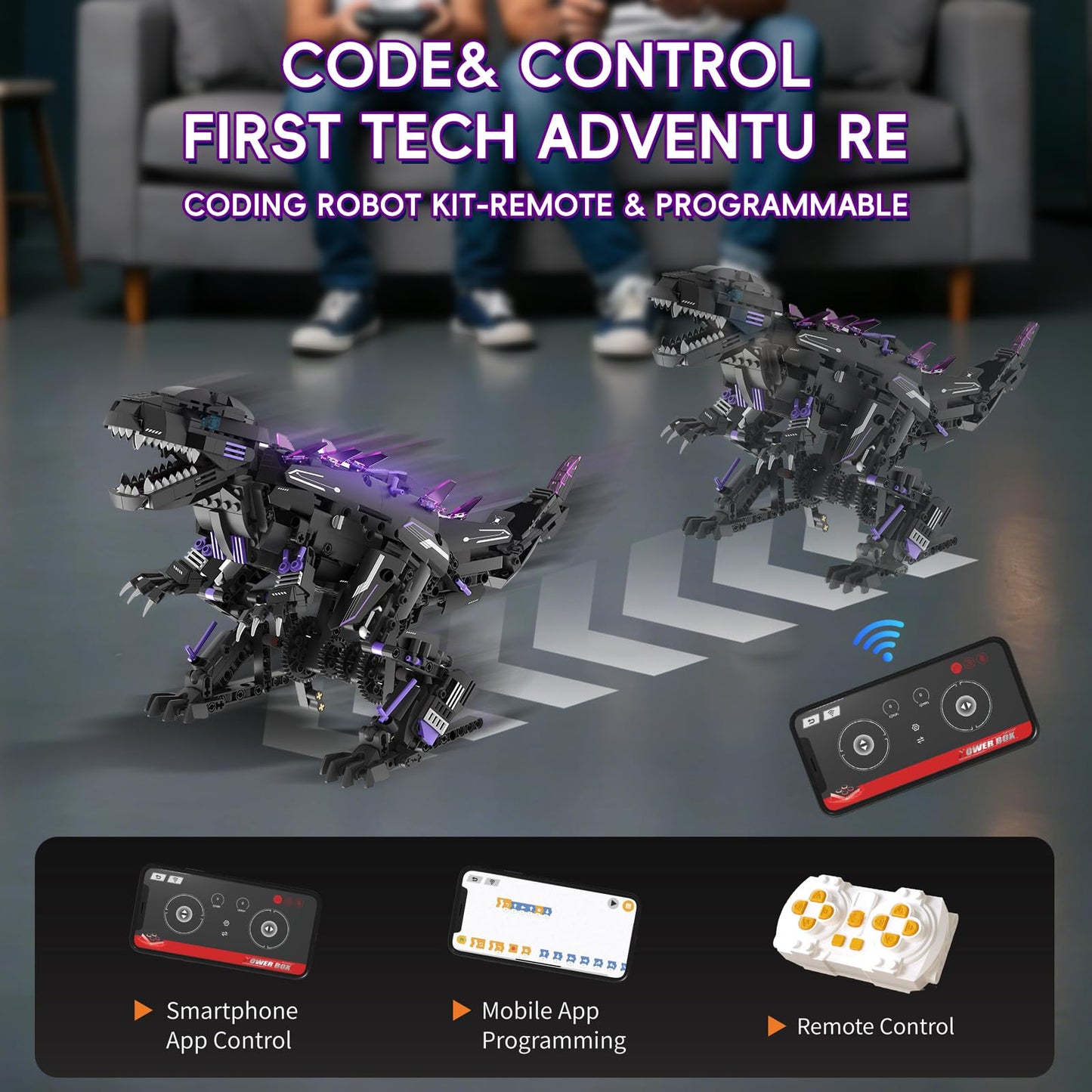 LQPFBSM 5 in 1 STEM Robot Building Blocks Sets APP & Remote Control Robotic Kits 5 in 1 Tyrannosaurus Rex/Triceratops/Monster/Crocodile/Robot Toys